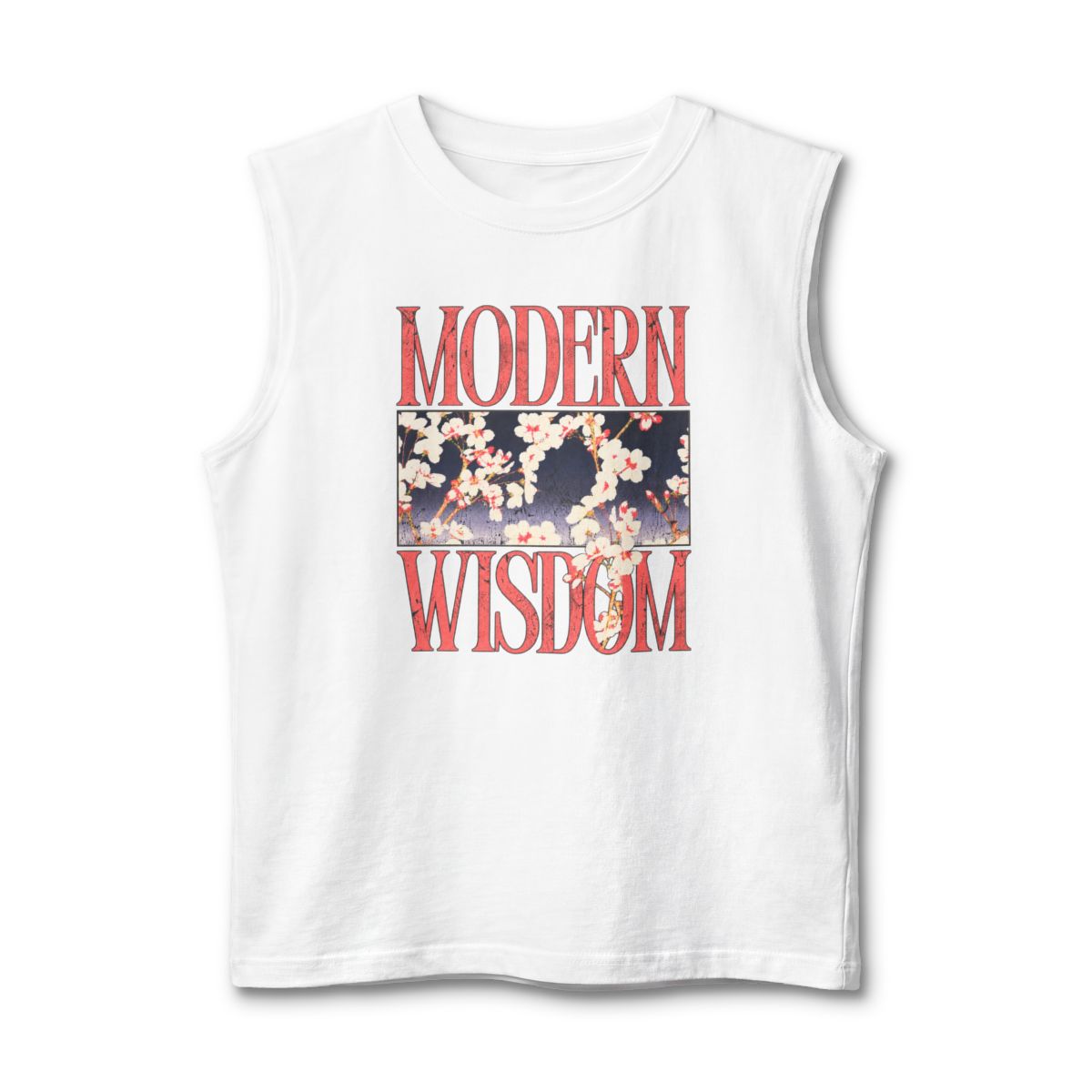 Modern Wisdom floral graphic Muscle Tank | cherry blossom typography | Modern Wisdom Podcast Merch | Chris Williamson